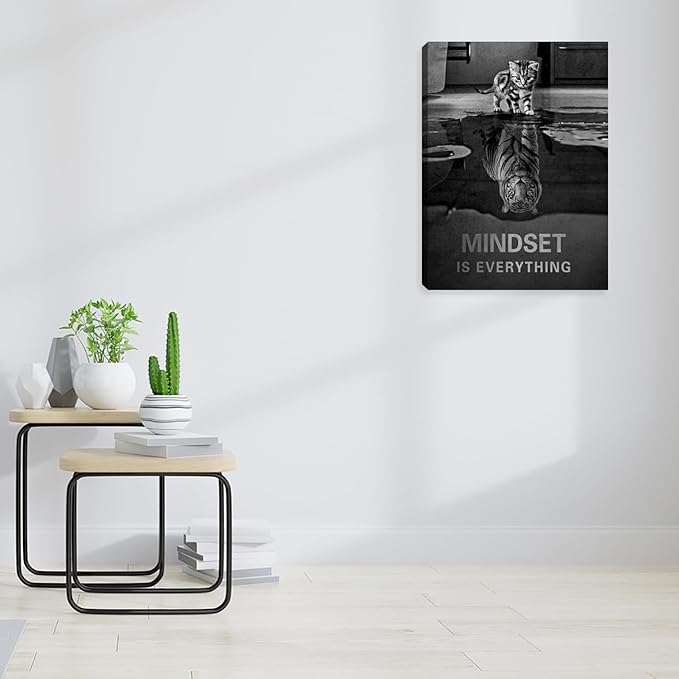 Inspirational Black Wall Art - Motivational Poster & Painting, 30"x40" Framed, Office & Living Room Decor