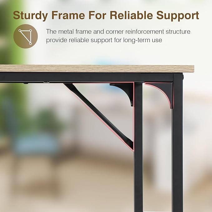 FDW 47 inches Computer Desk/Home Office Desk/Writing Study Table/Modern Simple Style PC Desk with Metal Frame,Nature