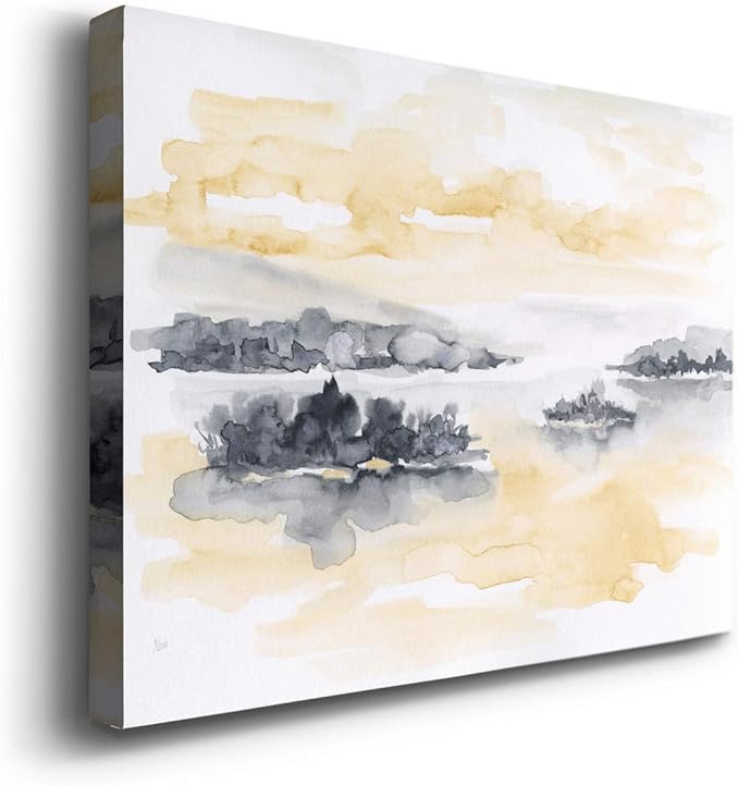 Landscape Wall Art Premium Gallery Wrapped Canvas Abstract Ocean Forest Modern Artwork Decoration for Living Room Kitchen Bathroom Office, Ready to Hang