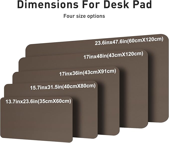 Aothia Leather Desk Pad Protector, Office Desk Mat, Large Mouse Pad, Non-Slip PU Leather Desk Blotter, Laptop Desk Pad, Waterproof Desk Writing Pad for Office and Home (48"x17", Coffee)