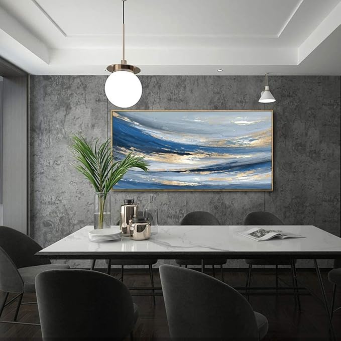 Abstract Wall Art Canvas Paintings Blue Fantasy Modern Large Framed Artwork Decor for Living Room Bedroom Office Painting Home Decor 24"x48"