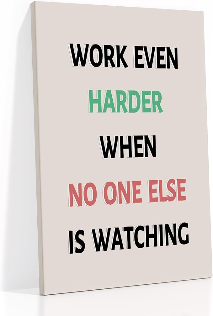 Inspirational Wooden Framed Canvas Poster Print Wall Art Work Even Hard Motivational Entrepreneur Quotes Picture Painting Artwork for Modern Home Living Room Office Ready to Hang [24''Wx36''H]