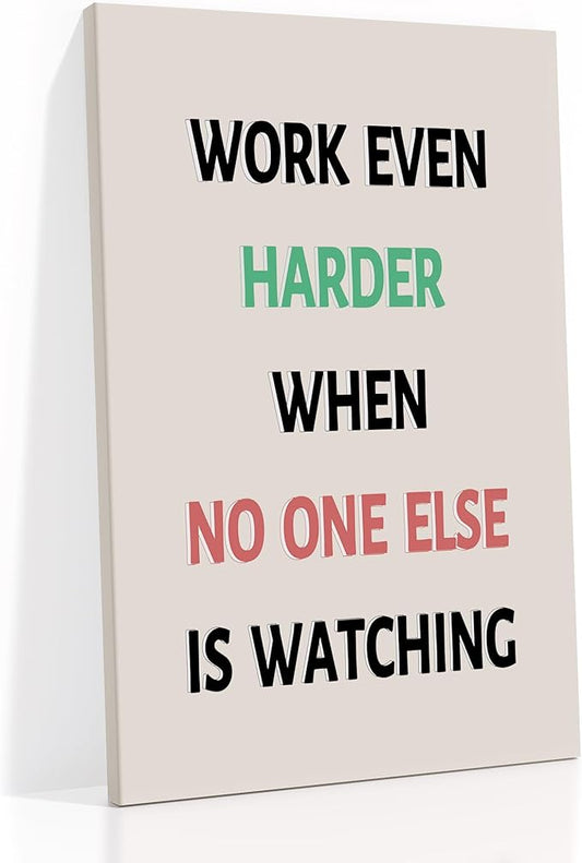 Inspirational Wooden Framed Canvas Poster Print Wall Art Work Even Hard Motivational Entrepreneur Quotes Picture Painting Artwork for Modern Home Living Room Office Ready to Hang [24''Wx36''H]