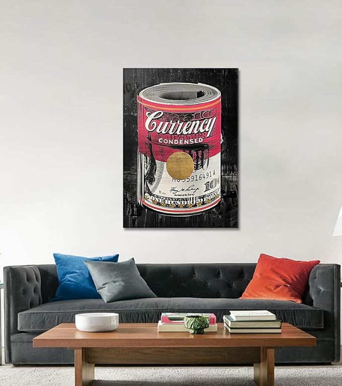 Dollars Roll Canvas Wall Art Inspirational Entrepreneur Money Pink Picture Motivational Posters Artwork Perfect for Bedroom Living Room Office Decor 24x36inch