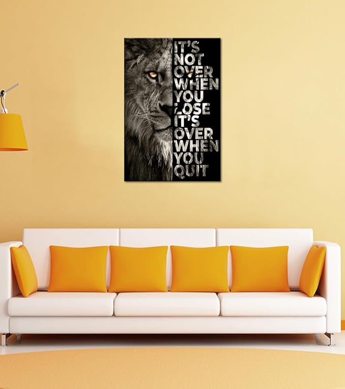 Motivational Lion Wall Art - Inspirational Animal Wall Decor Modern Office Picture Artwork Poster Framed Canvas Print for Bedroom Living Room Home Decor, 24x 36 in