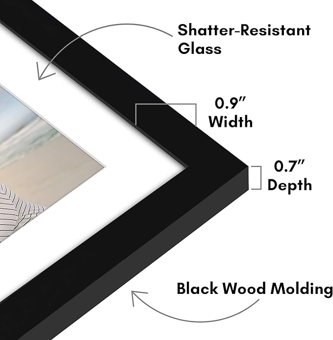 Americanflat 4x6 Double Picture Frame with Shatter-Resistant Glass - Fits Two 4x6 Photos or use as One 6x14 Frame - Signature Collection - Collage Frames for Tabletop and Wall Display - Black