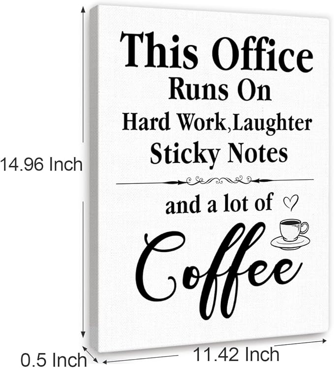 Funny Office Quote In This Office Runs On Hard Work Wall Art Canvas Framed for Workplace Wall Decor 28