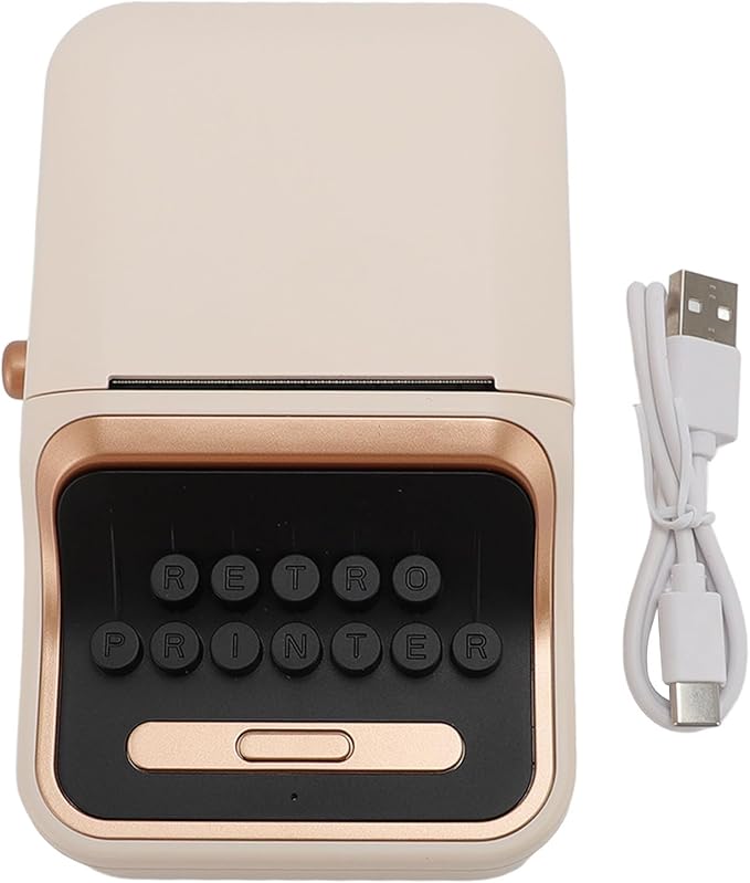 Bluetooth Label Printer Portable Vintage Style 30 to 52mm Label Portable Thermal Label Printer for Office Business Home
