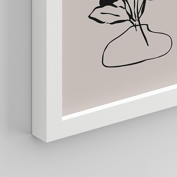 SIGNWIN Framed Poster Bathroom Decor, Wall Art Room Decor Multicolor for Living Room, Bedroom, Office Duotone Black & White Floral Botanical Flower Nature Abstract Shapes - 12"x16"x 8 White
