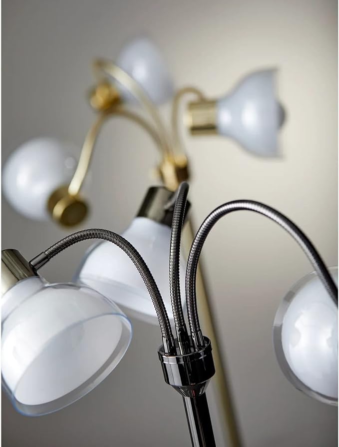 Adesso 3566-04 Presley 3-Arm Floor Lamp, 69 in., 3 X 40W Incandescent/ 13W CFL, Shiny Gold, 1 Indoor Lighting