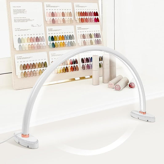 BZJ 24-Inch Half Moon Nail Light for Desk Portable Nail Art Table Lamp with Adjustable Brightness and Color Temperature for Beauty Eyelash Extensions Tattoo Crafts (2 Paks)