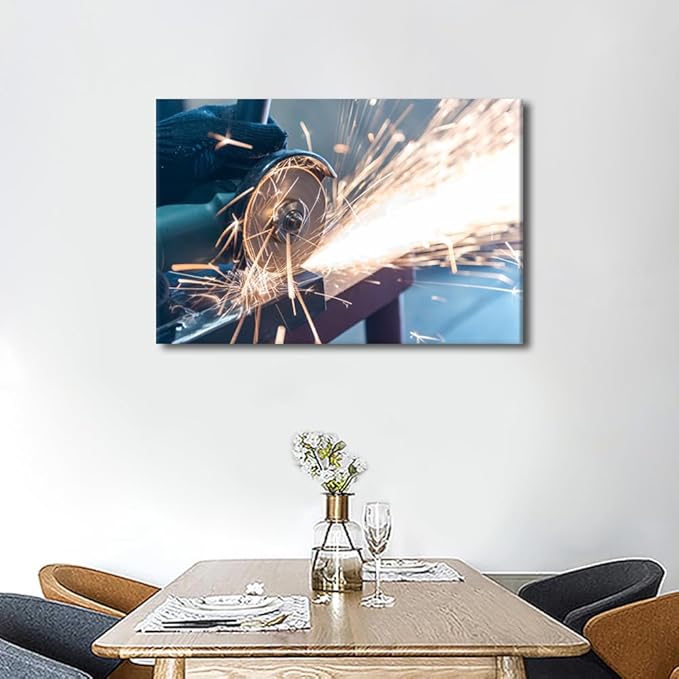 Wall Art for Living Room Cutting Metal Art Prints 1 Piece Framed Art Wall Decor Machine Tools Wall Artwork Bedroom Wall Art Modern Home Decor Canvas Wall Art Ready to Hang, 16" x24"