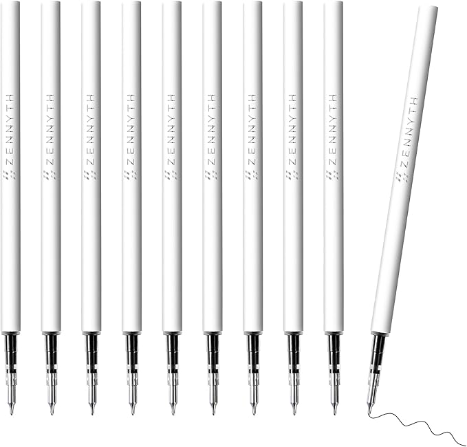 Gel Pen Refills 0.5 for Click pens with Spring, Quick Drying Ink Pen Refills Black Smooth Writing pens for Journaling (0.5 MM Fine Tip, Pack of 10)