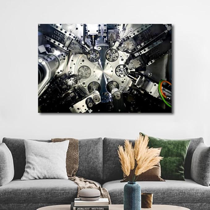 TUMOVO Machine Tool Pictures for Wall Decor Large Wall Art Living Room Office Decor Canvas Prints Wall Decor 1 Panels Wall Art Modern Home Decor Canvas Frame Artwork Wall Hanging, 24" x36"