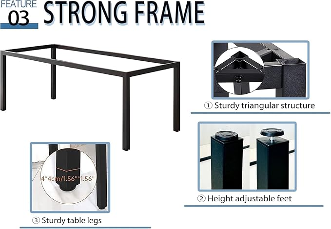 55 × 24 inches Desk, Sturdy Metal Frame Computer Desk, Spacious Office Desk & Writing Desk with Easy Assembly, Durable Workstation for Home Office