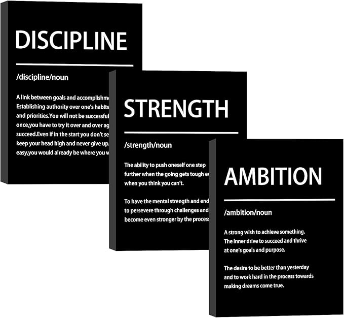 Halioyo Motivational Wall Art - 3 Pieces Inspirational Quotes Wall Decor for Office, Positive Affirmation Canvas Prints Posters for Bedroom Living Room Classroom Workspace, Ready to Hang (12x16 inch)