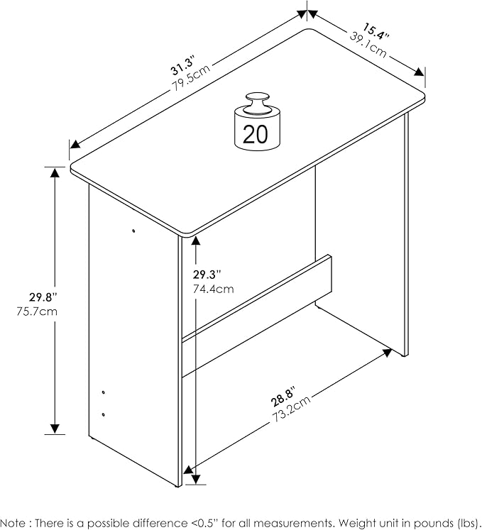 Furinno Simplistic Small Desk, 31.3" Wide Gaming Desk, Rectangular Computer Desk with Rounded Edges, Office Desk for Home Office, Bedroom, Study Room, Dorm, Amber Pine