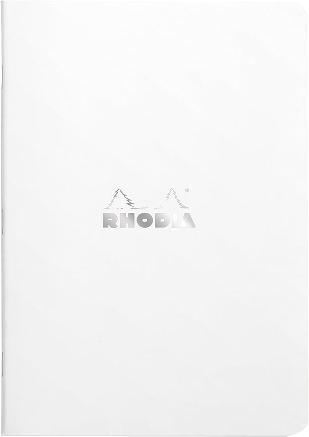 Rhodia Slim Staplebound Notebook - Graph 48 sheets - 6 x 8 1/4 - White Cover (119181C)