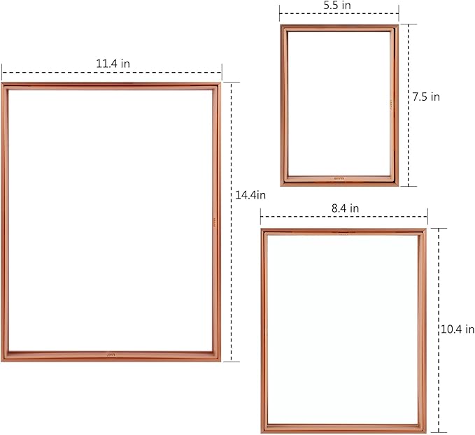 Golden State Art, 7 Pack Floating Frames for One 11x14, Two 8x10, and Four 5x7 Pictures. Aluminum Photos Frame for Wall Display (Rose Gold)