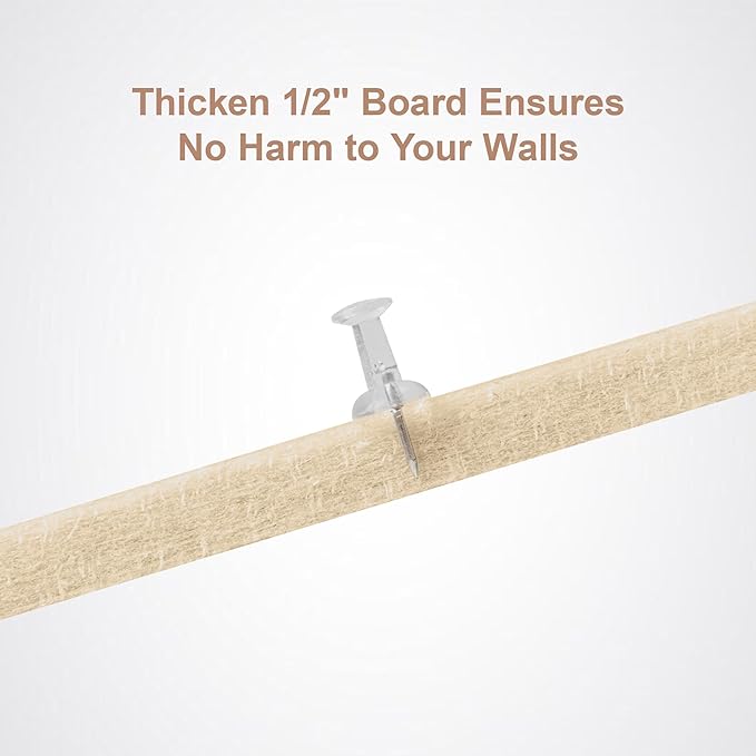 Bulletin Board, 24 x 18 inches Felt Board Decorative Pin Board, 4' x 3' Cork Board Alternative for Wall, Foldable Photo Board with 20 Pushpins - Beige Brown Stripes