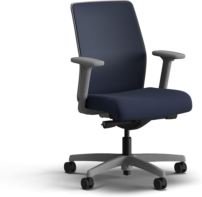 HON Ignition 2.0 Low Back Task Chair, Spectrum Mesh, Advanced Synchro-Tilt Control, Office Chair with Lumbar Support, Height and Width Adjustable Arms, Titanium Frame, Blueberry