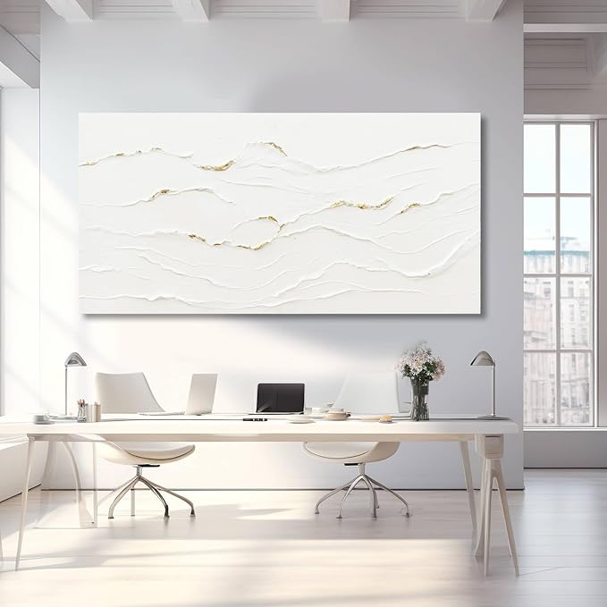 WINKAILIN White Painting Artwork Simple Decorative Pictures 29"x58" Abstract Wall Art for Living Room Modern Wall Hanging Decor for Kitchen