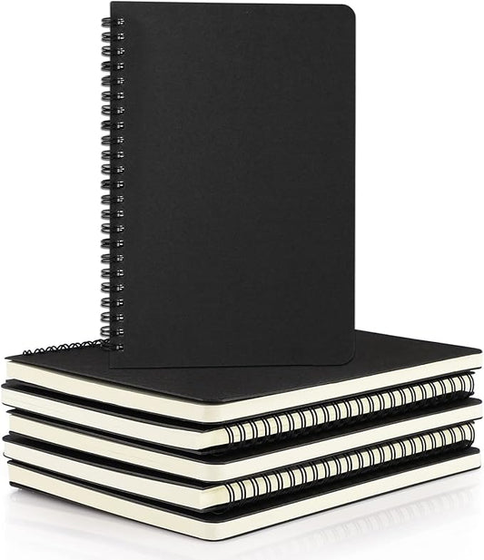 EUSOAR A5 Spiral Notebook, 6 Pack 5.5" x 8.3" 120 Pages Hardcover Lined Travel Writing College Ruled Notebooks, Memo Notepad Sketchbook, Students Office Business Subject Diary Ruled Book Journal