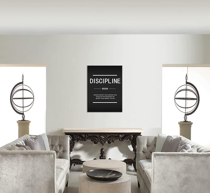 Inspirational Canvas Wall Art Motivational Painting Discipline Noun Pictures Inspiring Entrepreneur Quote Posters Prints Artwork Bedroom Office Wall Decor Framed Ready to Hang[30" W X 40" H]