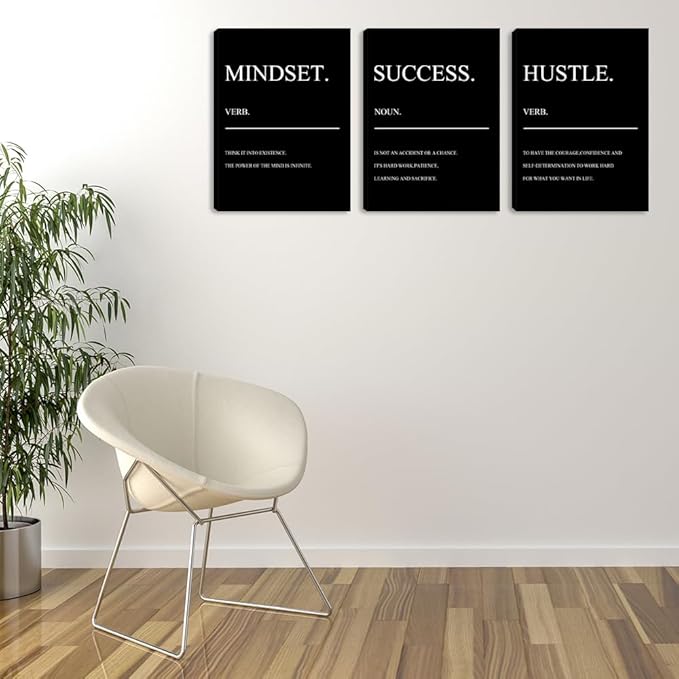 Inspirational Posters Motivational Wall Decor Canvas Wall Art Inspiring Painting Print Black Quotes Success Motivational Posters Office Wall Decor Home Living Room Bedroom Office Decor Framed Artwork
