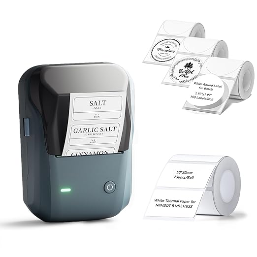 NIIMBOT B1 Label Maker with Tapes, 2 Inch Portable Thermal Label Printer for Home School Office Small Business, Address, Bakery, Crafts, Retail, Support Smartphones & PC，Dark Blue