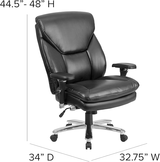 Flash Furniture HERCULES Series 24/7 Intensive Use Big & Tall 400 lb. Rated Black LeatherSoft Ergonomic Office Chair with Lumbar Knob