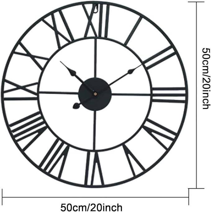 Wall Clock Wall Clock Metal Modern Wall Clocks Battery Operated Silent Clock with Roman Numerals for Office Home Wall Decor Home Decoration Clock (B 50 * 50cm)