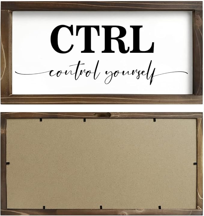 Pinetree Art Rustic Wooden Office Decor - CTRL ALT DEL Framed Motivational Wall Art - Inspirational Positive Quotes Wall Hanging, Set of 3 (6"x12"x3)