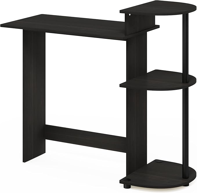 Furinno Compact Desk, 28.5 Wide Gaming Desk with Shelves, Computer Desk with Book Shelf, Office Desk for Home Office, Study Room, Dorm, Bedroom, Dark Espresso
