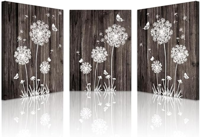 Lapremoly Canvas Wall Art for Living Room Wall Decor for Bedroom Vintage Dandelion Paintings Modern Office Wall Decor 3 Piece Framed Canvas Art Prints Ready to Hang Pictures Room Home Decorations