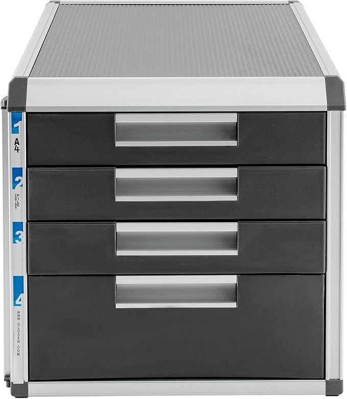 DONSU Desk Drawer Organizers,Storage File Boxes Desktop Office File Cabinet Storage Filing Cabinet w/Label Lock,Portable Home Office Filing Cabinet (4 Drawers)