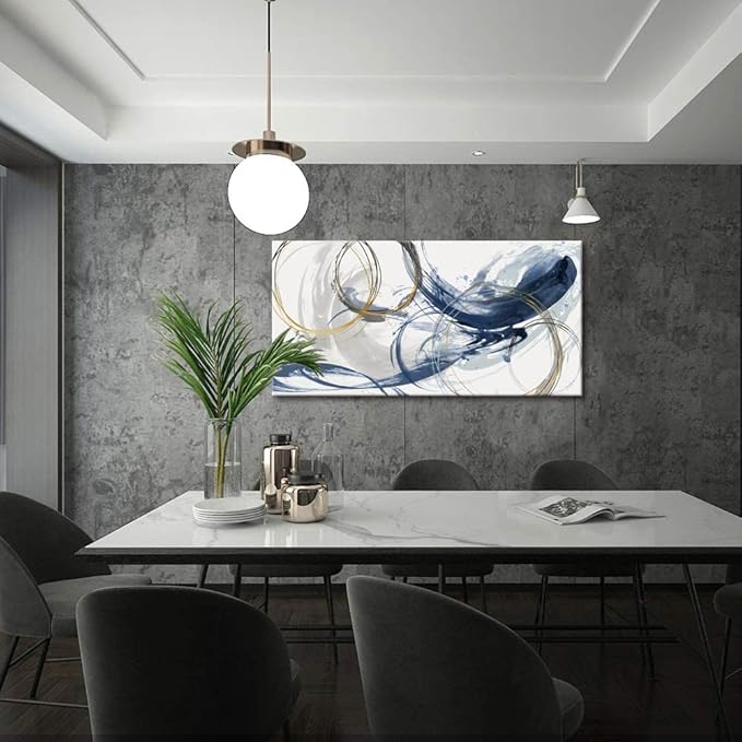 Sxurmtiie Canvas Wall Art Abstract Art Paintings Blue Fantasy Colorful Graffiti on White Background 32inchx48inch Modern Artwork Wall Decor for Living Room Bedroom Kitchen