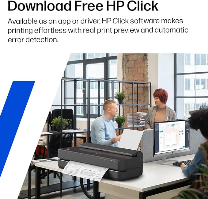 HP DesignJet T210 Large Format 24-Inch Plotter Printer for Easy CAD & Poster Prints (8AG32T), Includes 2-Year Warranty & Support
