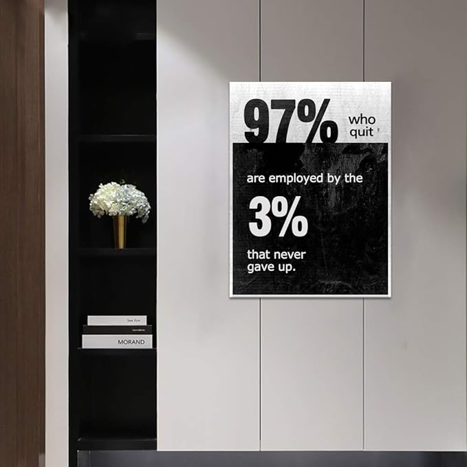 Yatsen Bridge Entrepreneur Motto Inspirational Office Canvas Art Modern 97% Who Quit are Employed by The 3% That Never Gave up Motivational Quote Posters Easy to Hang for Office Decor - 18''Wx24''H