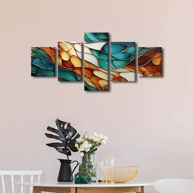 Canvas Wall Art for Room Abstract Canvas Wall Art Modern 5 Panel Living Room Decor for Abstract Enthusiasts Bedroom Office Canvas Art Decoration Stretched and Framed Ready to Hang 50x24 in