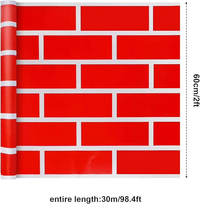 Tenceur Wrapping Paper Roll Bulletin Board Borders Paper Fade Resistant Decorative(24 Inch X 100ft,Red Brick)
