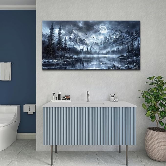 FUHAIHUA Canvas Wall Art For Living Room Wall Decor For Office Bedroom Decorations Black And White Wall Paintings Forest Landscape Pictures Hotel Artwork Posters Home Decor Ready to Hang 20X40 In