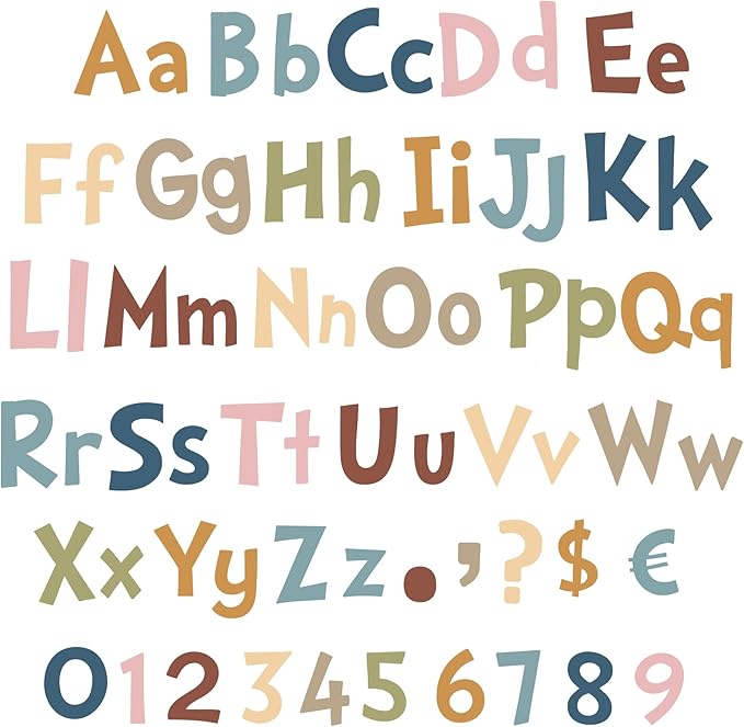 Tenare 134 Pieces 5 Inch Bulletin Board Letters Alphabet Numbers Combo Set Letter Cutouts for Bulletin Board Display Home Decor(Morandi Color)