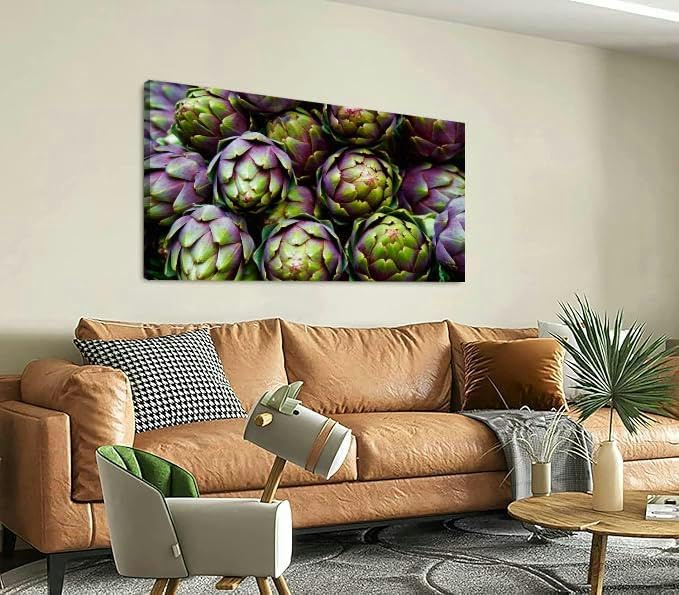 TIGTMULERLY Wall Art Frame Gallery Wall Decor Full frame purple artichokes Modern Canvas Prints Artwork for Living Room Bedroom Office Kitchen 48x24Inch
