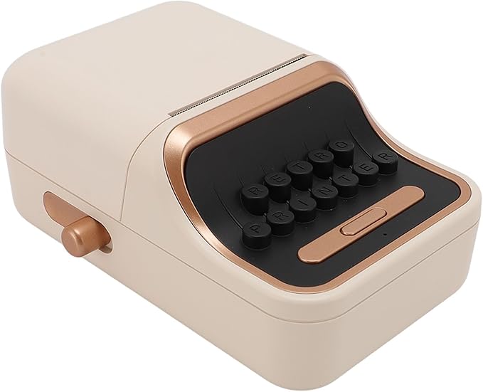 Bluetooth Label Printer Portable Vintage Style 30 to 52mm Label Portable Thermal Label Printer for Office Business Home
