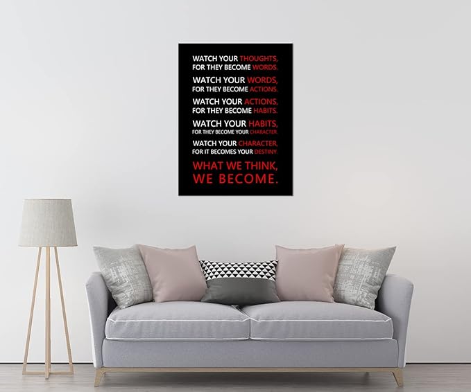 Motivational Wall Art for Office Classroom Watch Your Thoughts Inspirational Canvas Painting Inspiring Quotes Posters Prints Artwork Living Room Home Decor Framed Ready to Hang [30''W x 40''H]