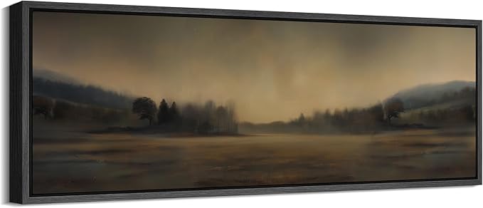 SIGNFORD Large Framed Canvas Print Wall Art Soft Focus Golden Horizon Landscape Illustrations Modern Art Calm Warm for Living Room, Bedroom, Office - 60"x20"