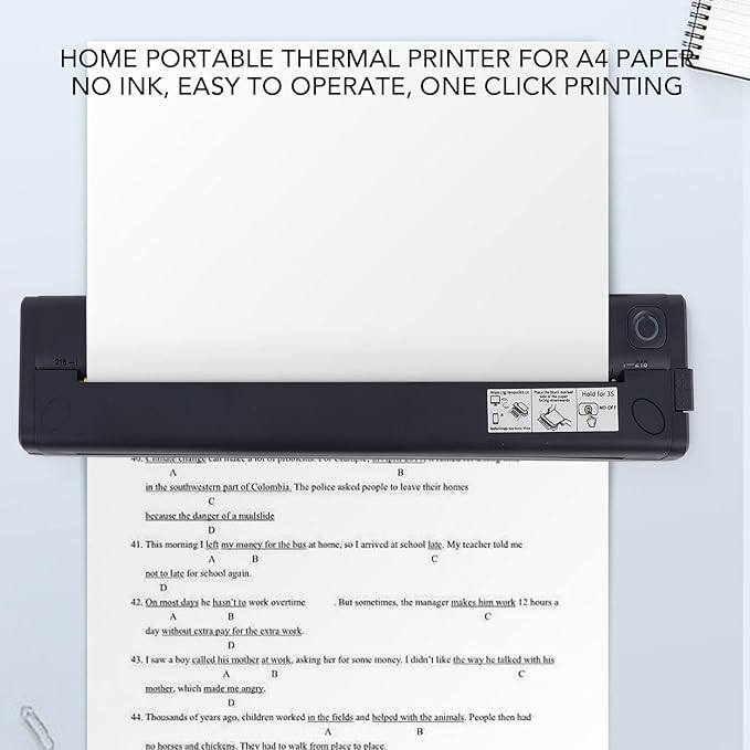 Yoidesu Inkless Portable Printer for Travel,Printers for Home Use,Wireless Thermal Printer with Bluetooth,Printable Paper Width 210 218mm Wide,Compatible with Android for Home Office (Dark Blue)