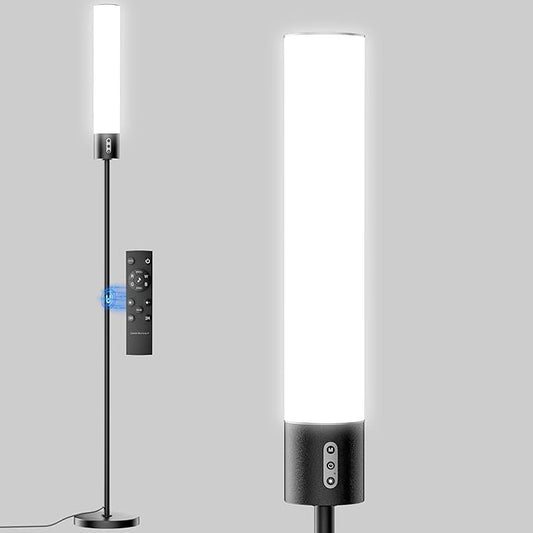 18W Dimmable Led Floor Lamp with Remote Control, 1600LM Ultra Bright Standing Tall Lamp, Modern Corner Lamps with RGB for Living Room, Bedroom, Gaming