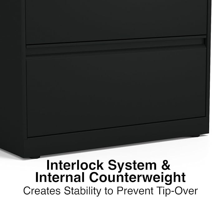 STAPLES 2-Drawer Lateral File Cabinet, Letter & Legal Size Documents, Lockable, 30" W x 18.62" D x 28" H, Black